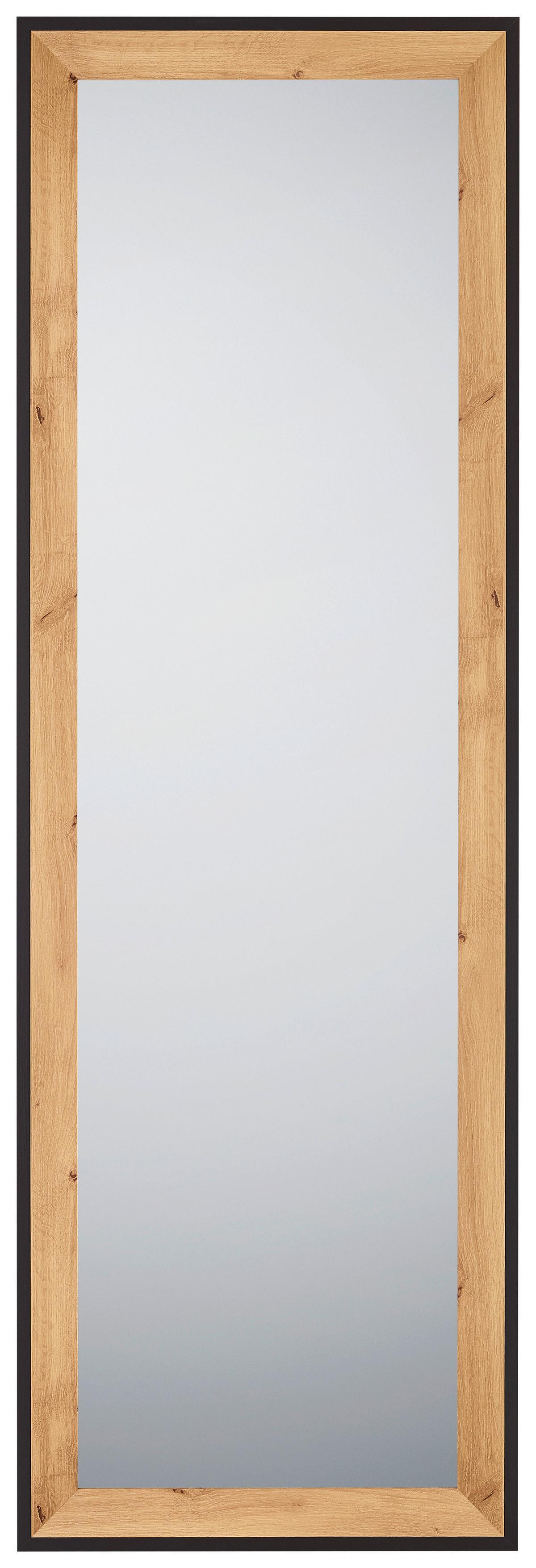 LUSTRO ŚCIENNE BIANKA - kolor dębowy/czarny, Modern, materiał drewnopochodny/szkło (50/150/2,7cm)