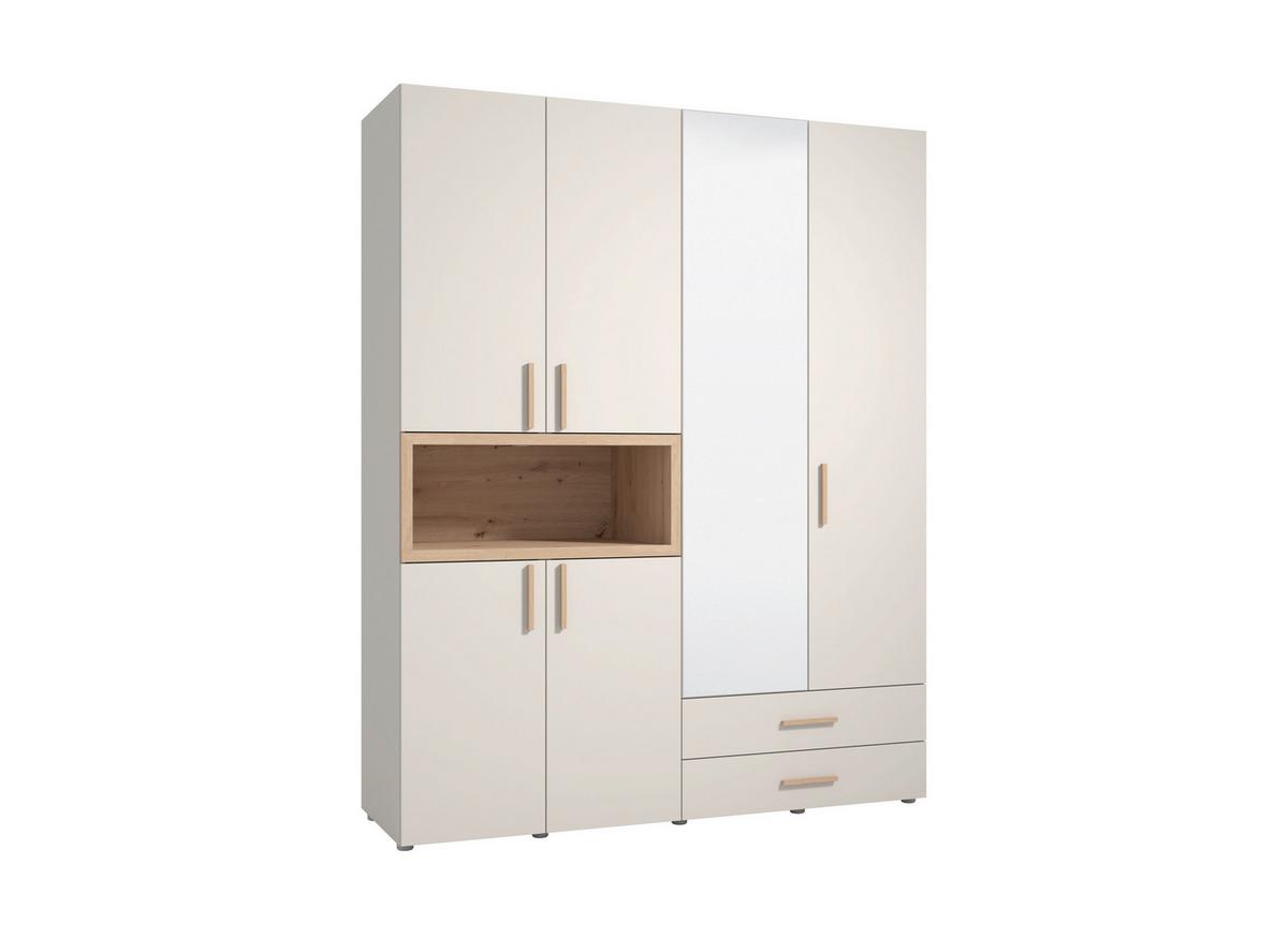 Ruhásszekrény Tükörrel Donald - kasmírszínű/Artisan tölgy, Basics, faalapú anyag/Üveg (179/226,5/56,5cm)