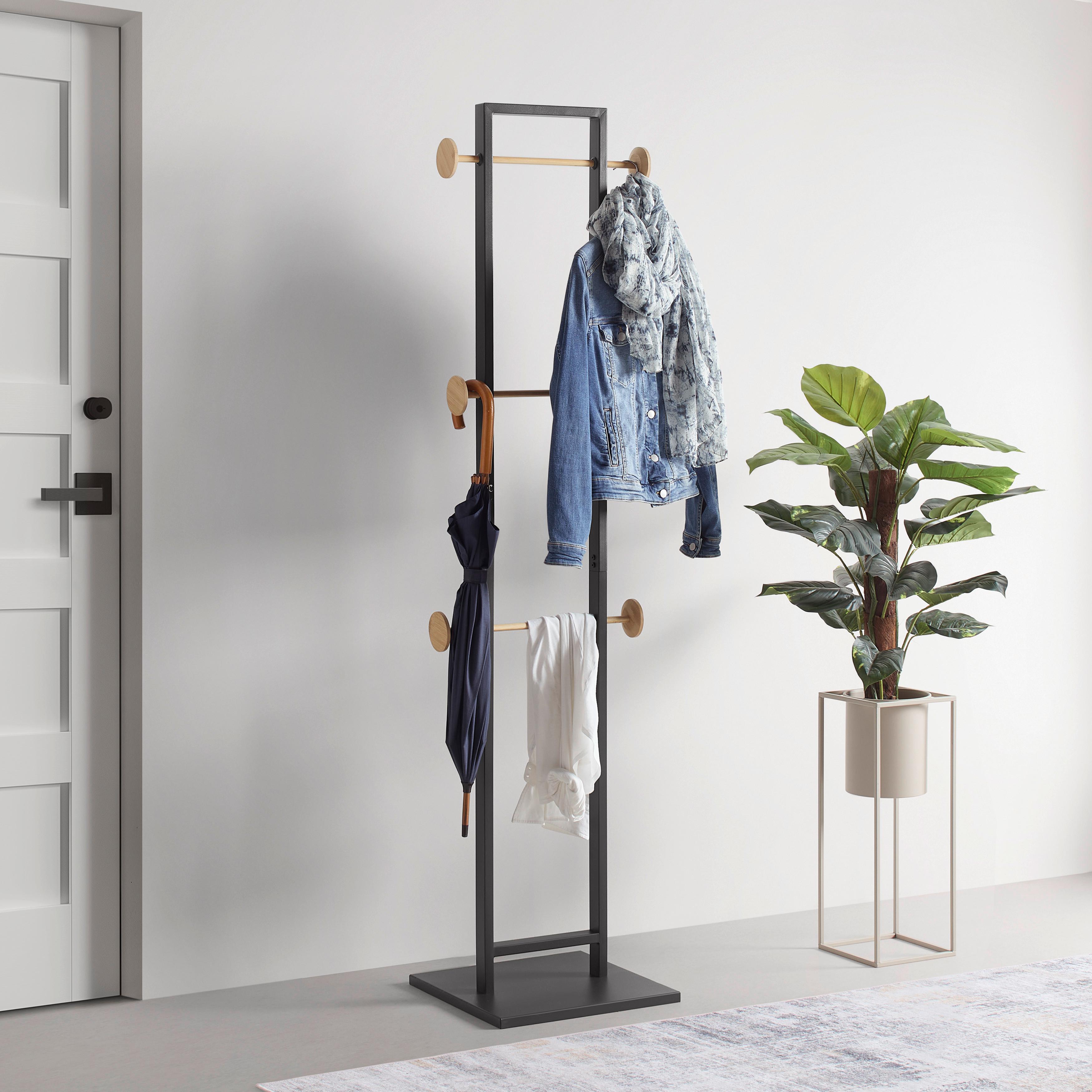 KLÄDSTÄLLNING KAYA -SB- - antracit/naturfärgad, Modern, metall/trämaterial (40/177/40cm) - Mömax