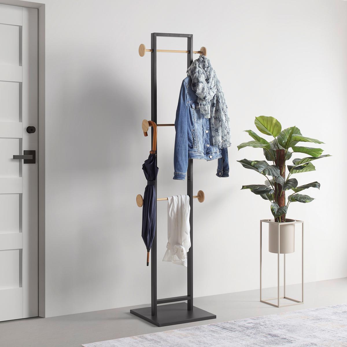 Samostojeća Vješalica Kaya - prirodne boje/antracit, Moderno, drvni materijal/metal (40/177/40cm) - Modern Living
