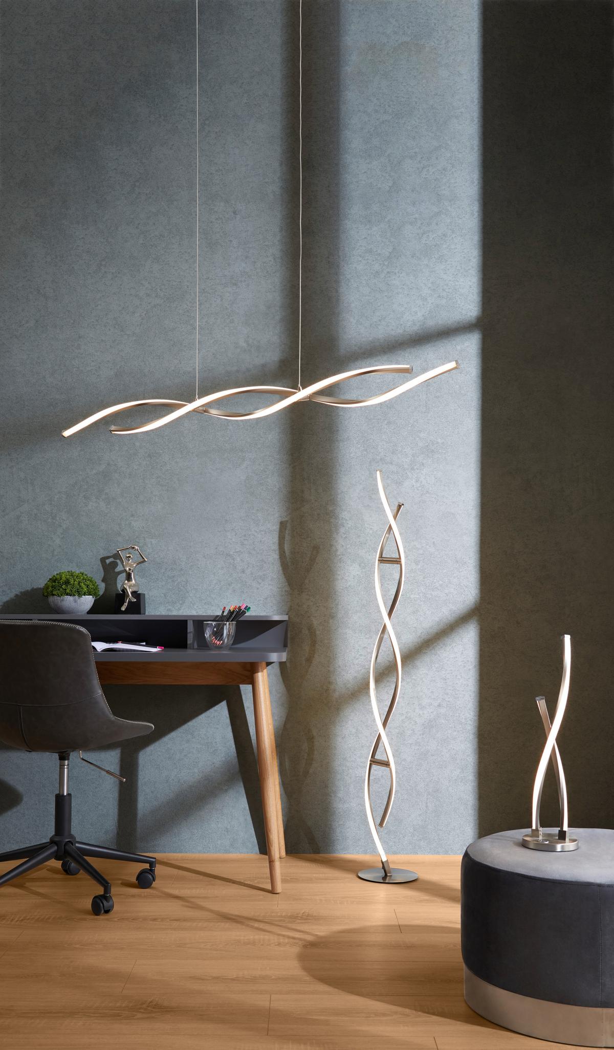LAMPA WISZĄCA LED 9142-55 POLINA - kolor niklowy, Design, metal (110/8/140cm) - Paul Neuhaus