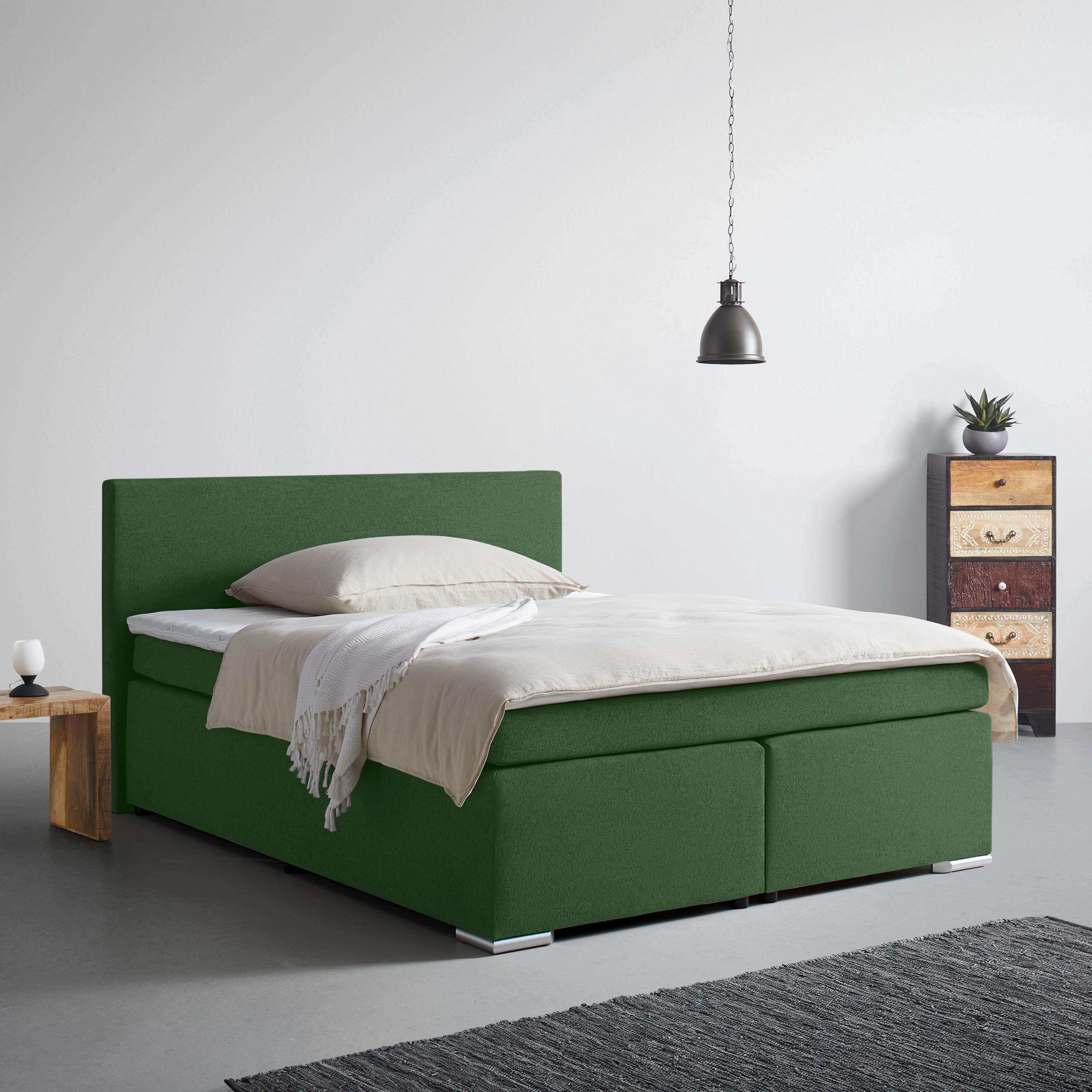 Boxspring Krevet Mira 2 - zelena, Moderno, metal/tekstil (160/200cm) - Based