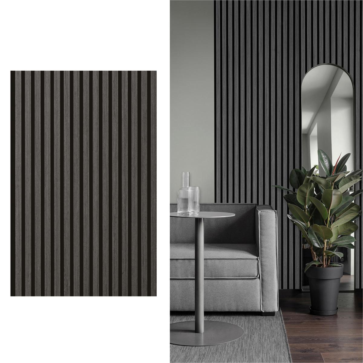 Akustikpaneel Eiche/Schwarz - Eichefarben/Schwarz, Basics, Holz/Holzwerkstoff (56/120/1.8cm) - Novel