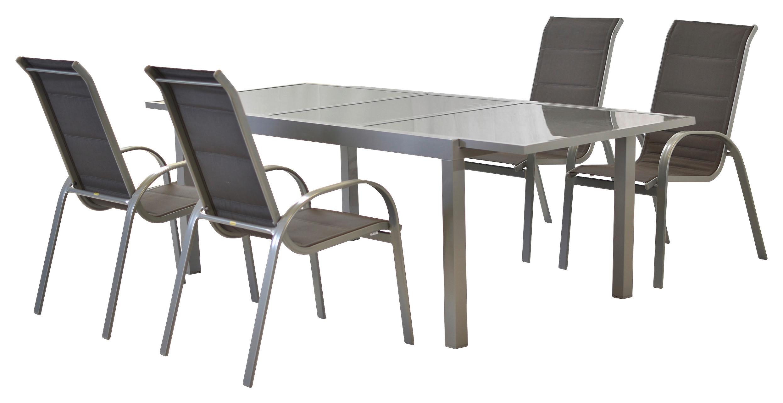 GARTENSET AMALFI DI LUSSO - Anthrazit/Silberfarben, MODERN, Textil/Metall - Gardenson