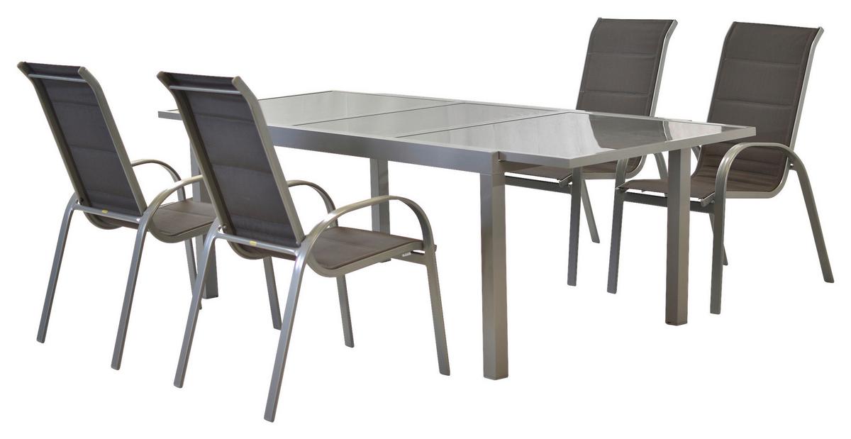 GARTENSET AMALFI DI LUSSO - Anthrazit/Silberfarben, MODERN, Textil/Metall - Gardenson