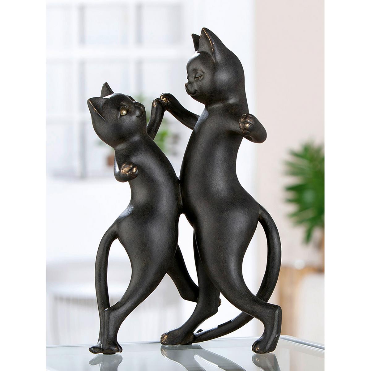 Skulptur Katzenpaar Gatto Schwarz - Schwarz, Basics, Kunststoff (17,5/30,5/16cm)