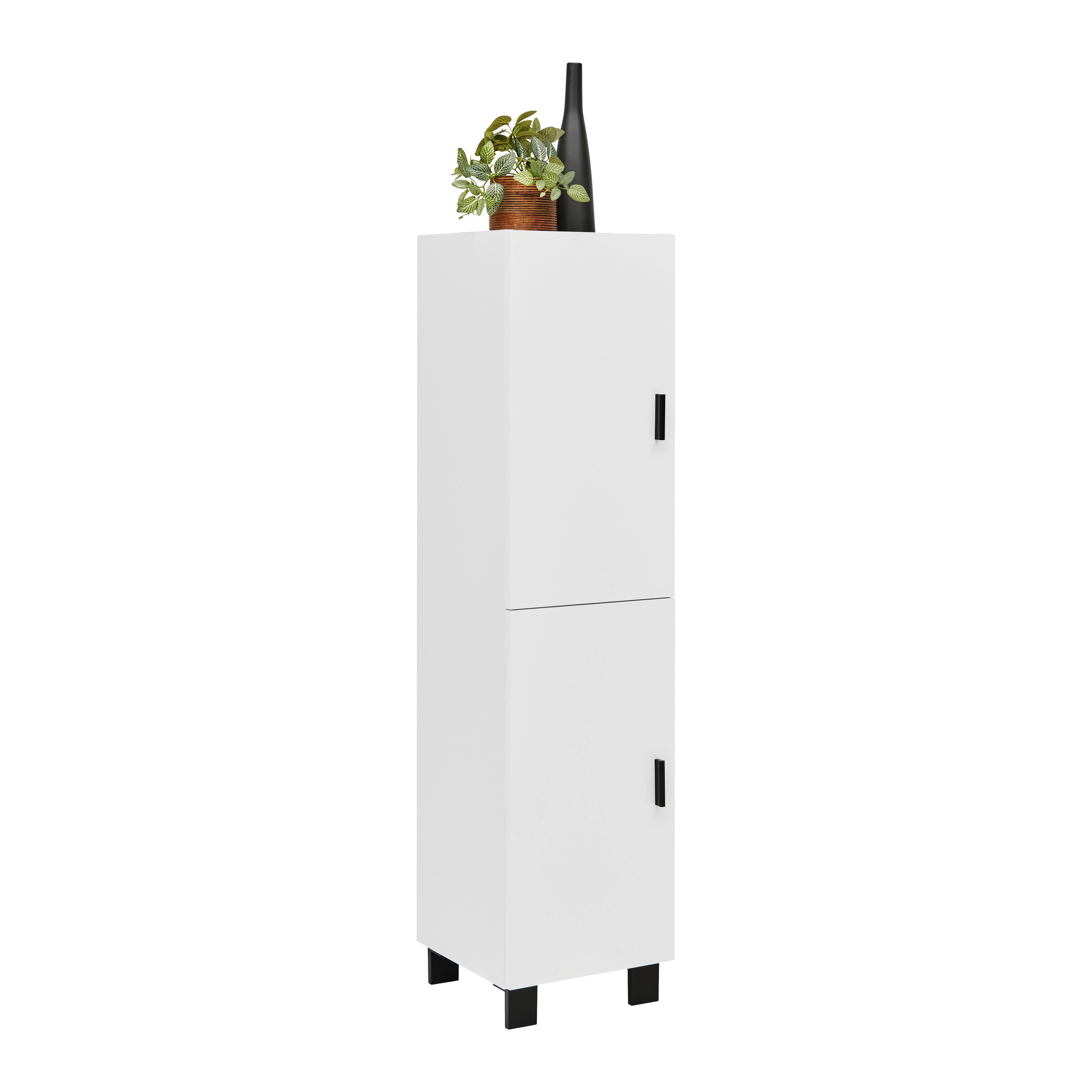 Zeilenschrank Lugo Alpinweiss - Weiss/Schwarz, Modern, Holzwerkstoff/Kunststoff (34,8/142,9/36cm) - Mömax