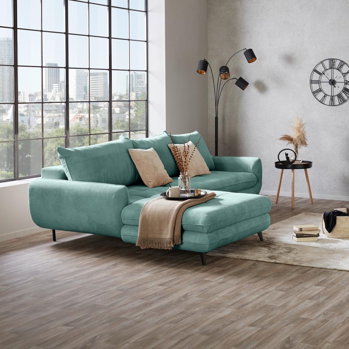 Coltar WAVE - turcoaz, Modern, textil (189/266cm) - Modern Living