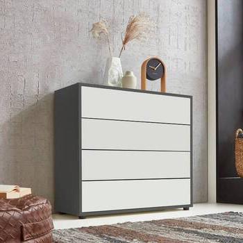Kommode Mailand Typ 3 Anthrazit/Weiß - Anthrazit/Schwarz, MODERN, Holzwerkstoff/Kunststoff (79/73/33cm) - MID.YOU