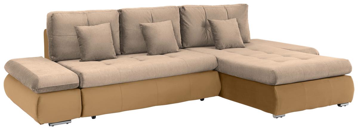 Wohnlandschaft Enrico Beige - Chromfarben/Beige, KONVENTIONELL, Kunststoff/Textil (303/88/185cm) - Mömax