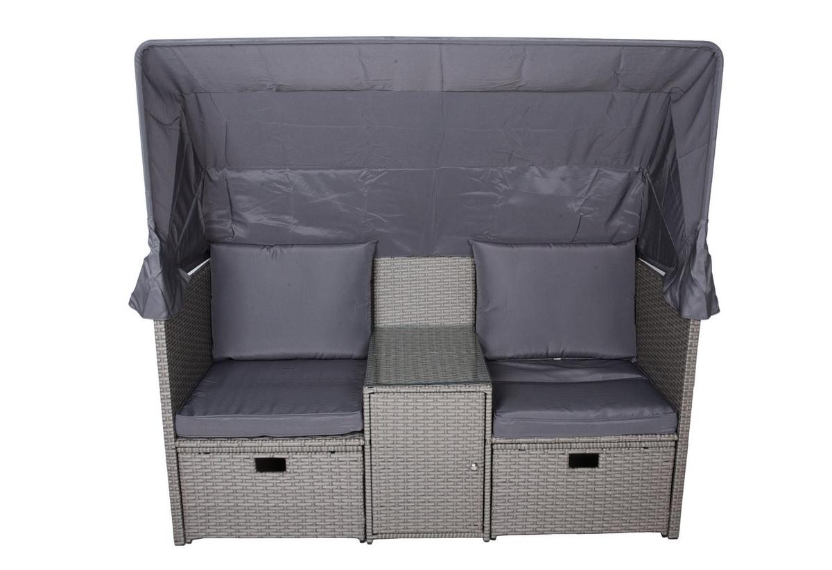 Loungegarnitur Saint-Tropez mit Dach Grau - Grau/Grün, Basics, Kunststoff/Textil - Gardenson