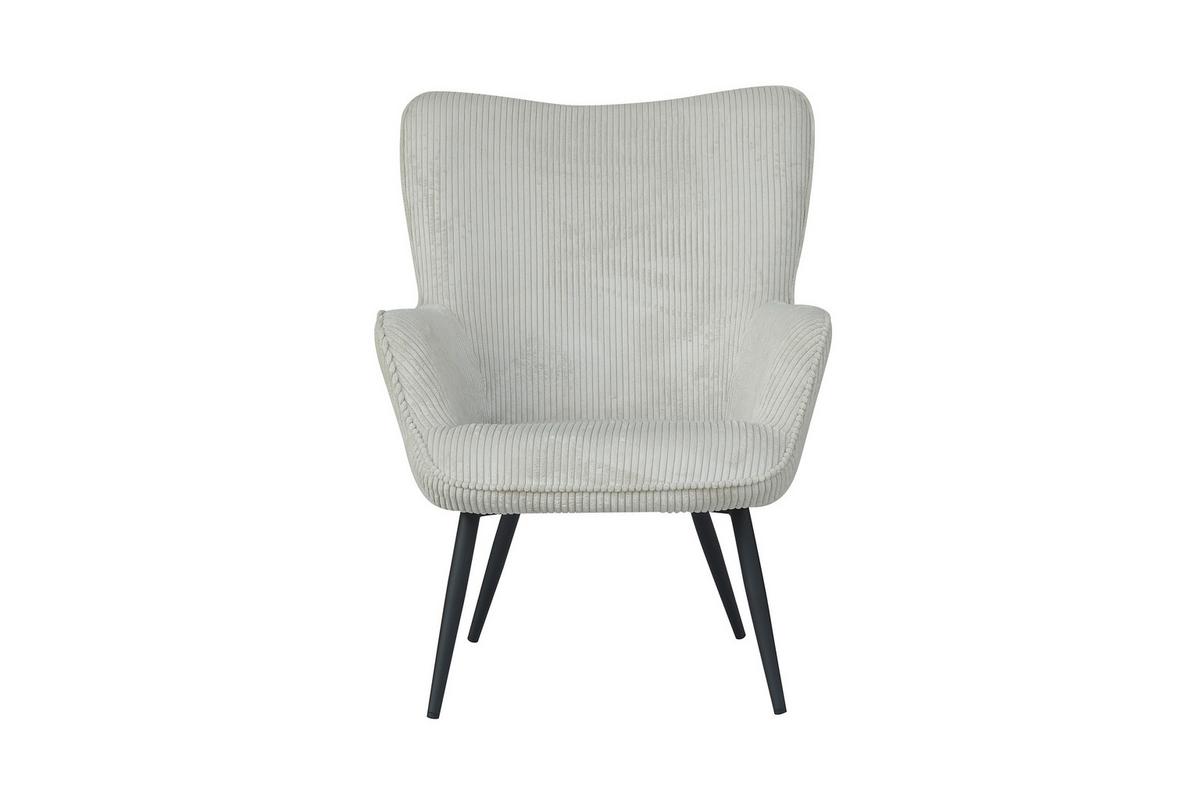 Sessel Uta Elfenbein Cord - Elfenbein/Schwarz, Basics, Textil/Metall (72/97/80cm) - MID.YOU