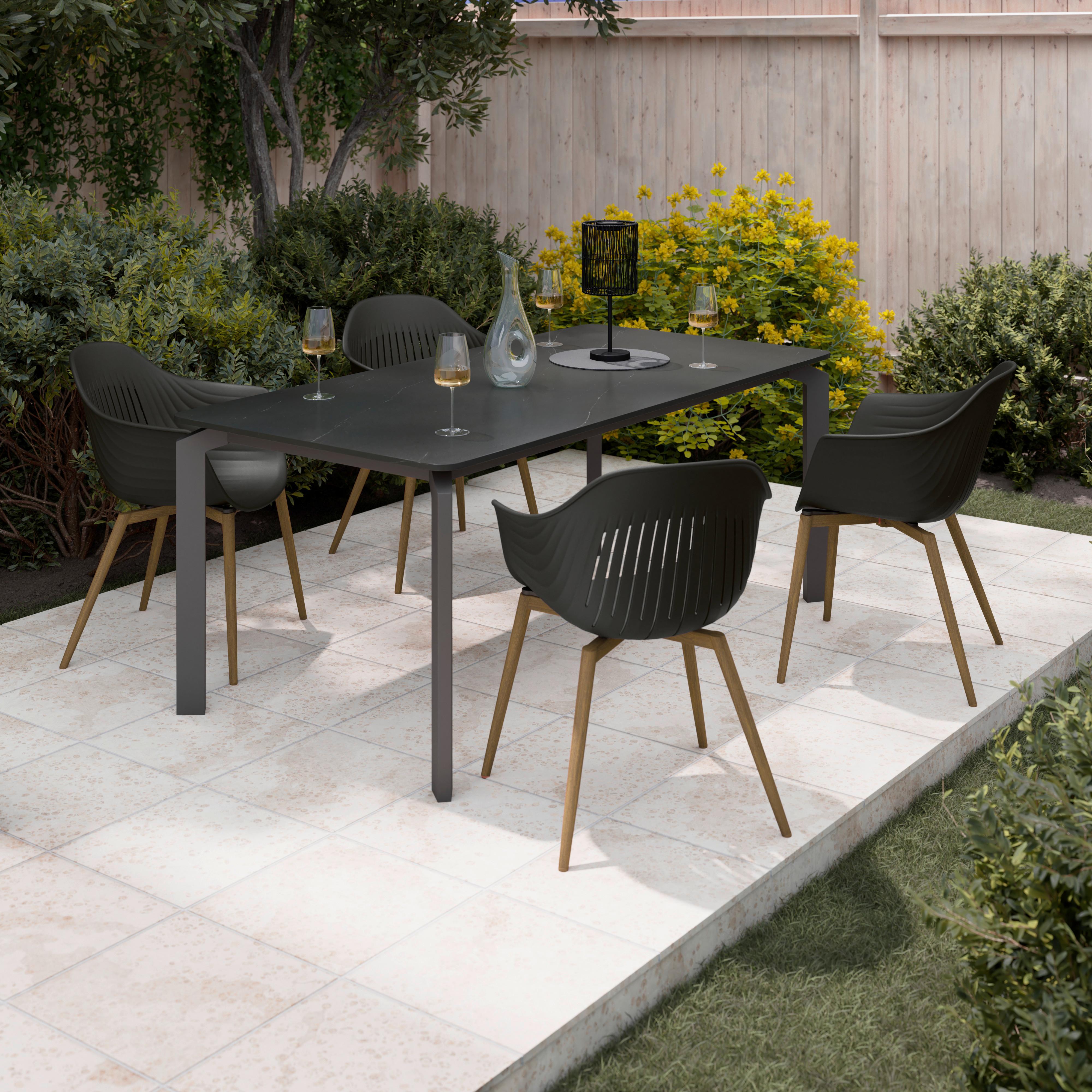 Gartenstuhl Bibo Anthrazit/Walnussfarben - Anthrazit/Walnussfarben, MODERN, Kunststoff/Metall (57/82/58cm) - Mömax