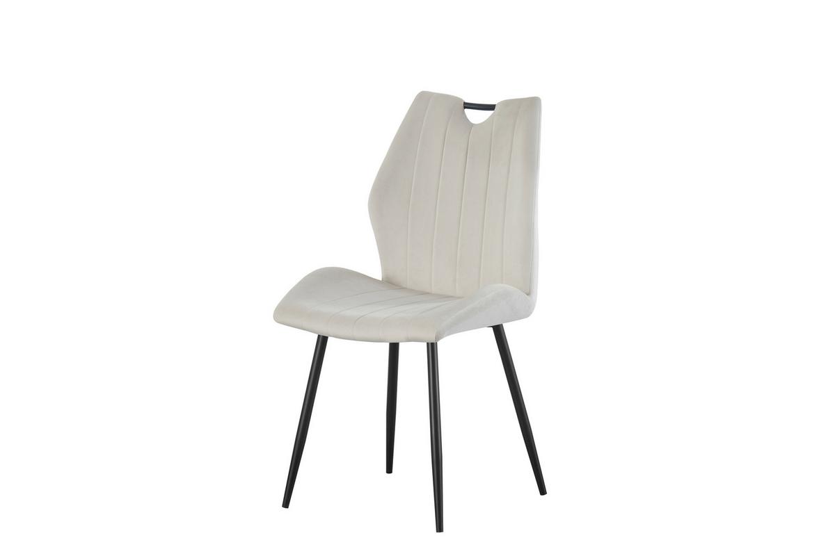 STUHL-SET CHRISTIN - Creme/Schwarz, Modern, Textil/Metall (52/75/58cm) - MID.YOU