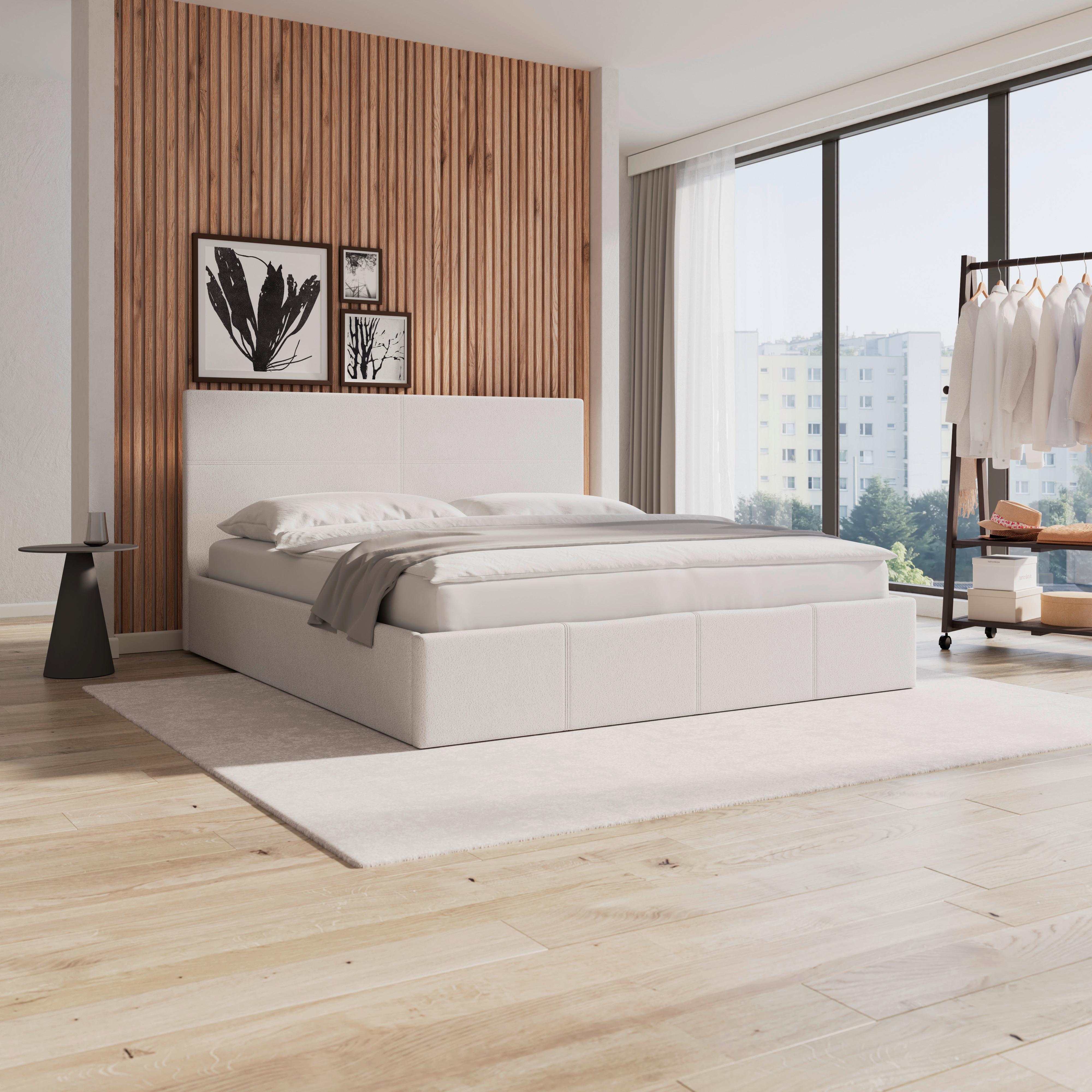 Tapecirani Krevet Yara - Elfenbein/crna, Moderno, drvni materijal/metal (180/200cm) - Bessagi Home