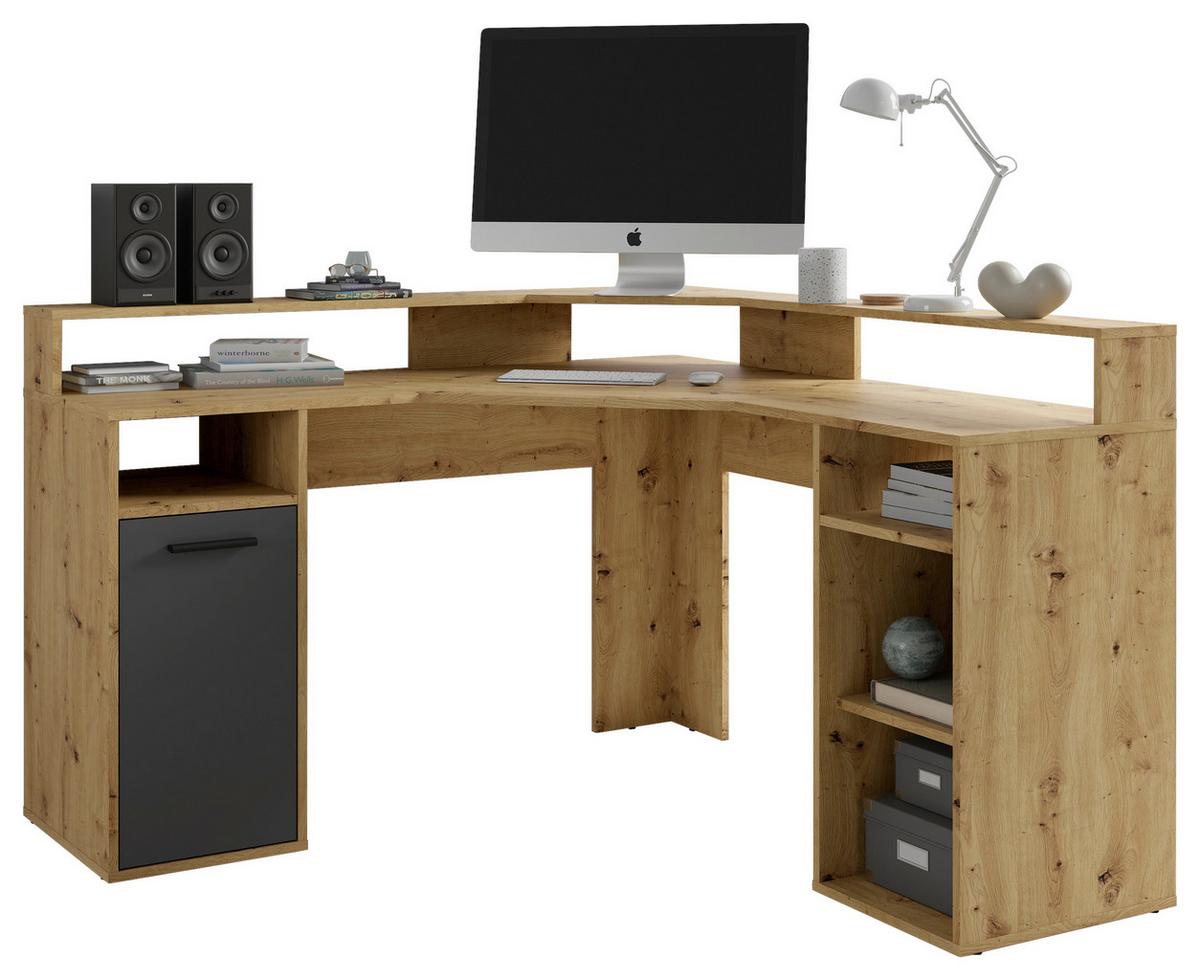 SCHREIBTISCH FOX - Anthrazit/Eiche Artisan, MODERN, Holzwerkstoff/Kunststoff (139/139/90,8cm) - MID.YOU