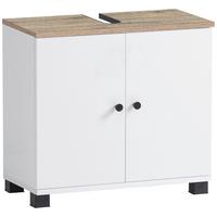 Waschbeckenunterschrank Balto Weiß - Schwarz/Weiß, MODERN, Holzwerkstoff/Metall (60/62,4/32,6cm) - MID.YOU