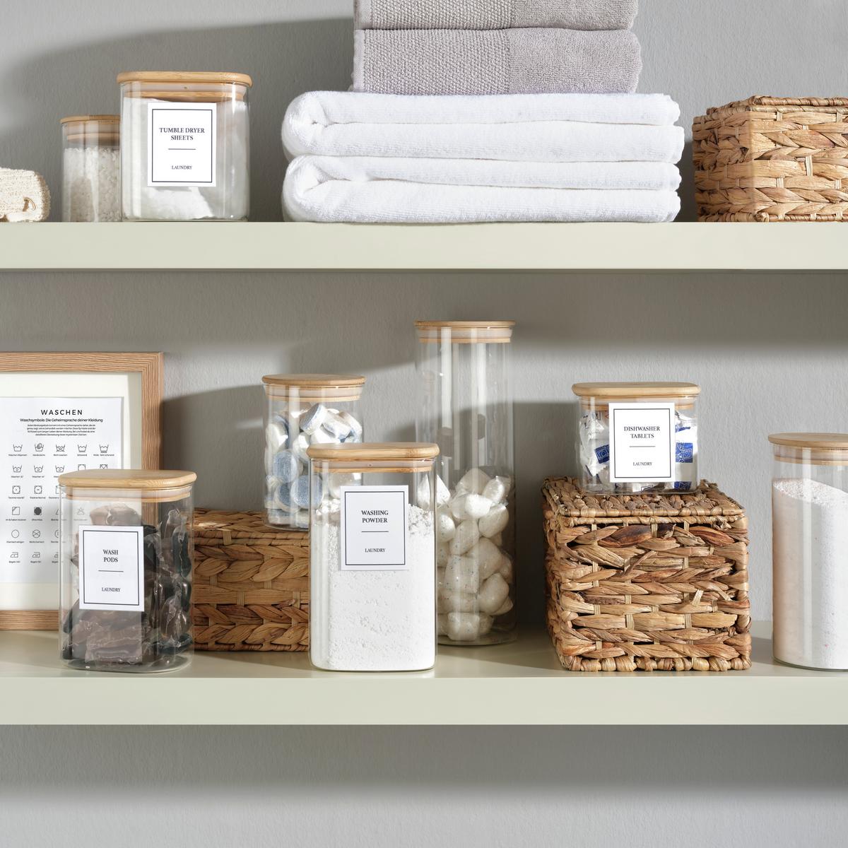 Vorratsdose Hedvig aus Glas Ø ca. 10cm - Naturfarben, Glas/Holz (10/19cm) - Zandiara