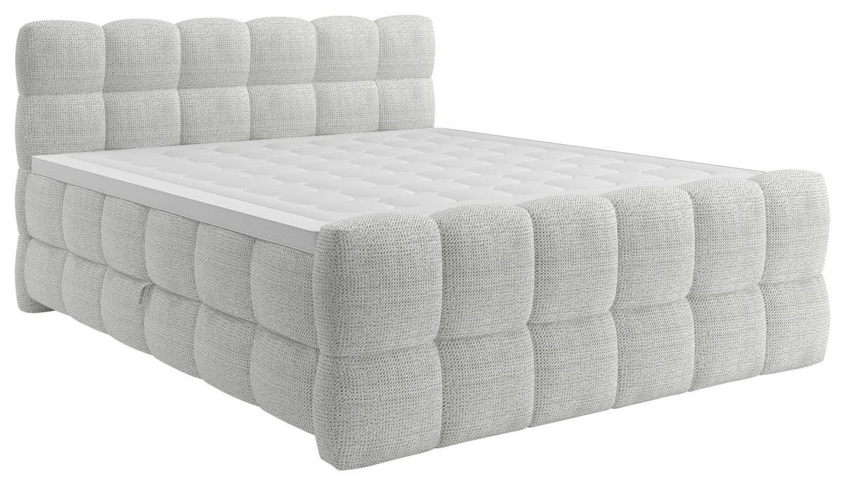 Boxspring Krevet Brisbane - sivo-bijela/crna, Trend, drvni materijal/drvo (140/200cm) - Premium Living