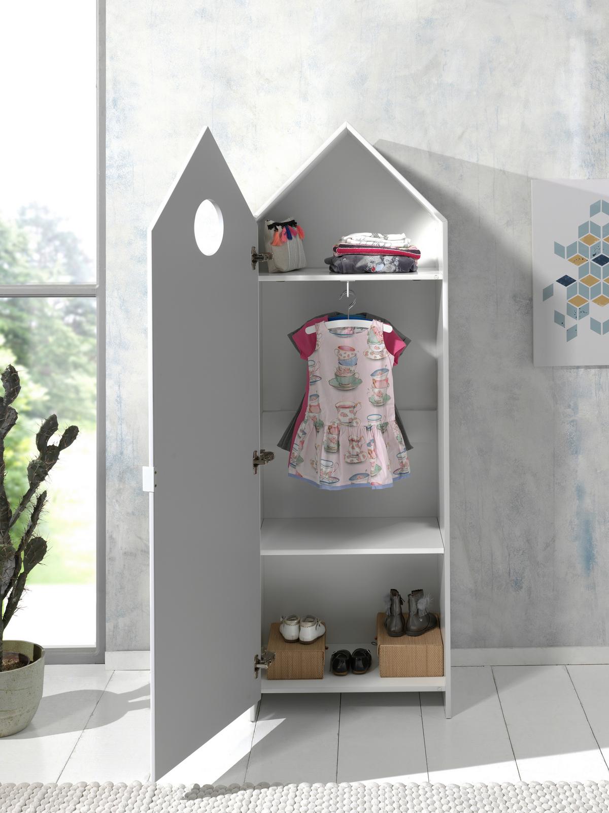 Kinderkleiderschrank Casami Weiß - Weiß, MODERN, Holzwerkstoff (57,6/171,3/37cm) - Vipack