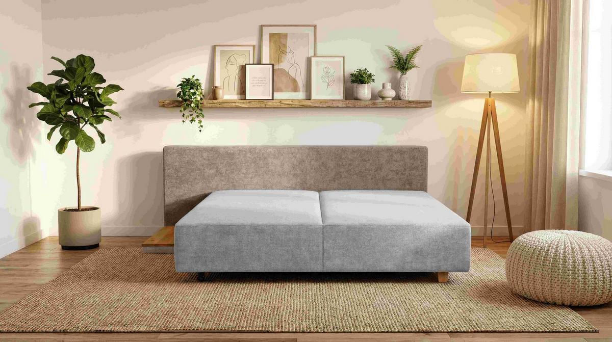 Boxspring Kanapéágy Bloom - krémszínű/barna, Modern, műanyag/faalapú anyag (292/79/215cm)