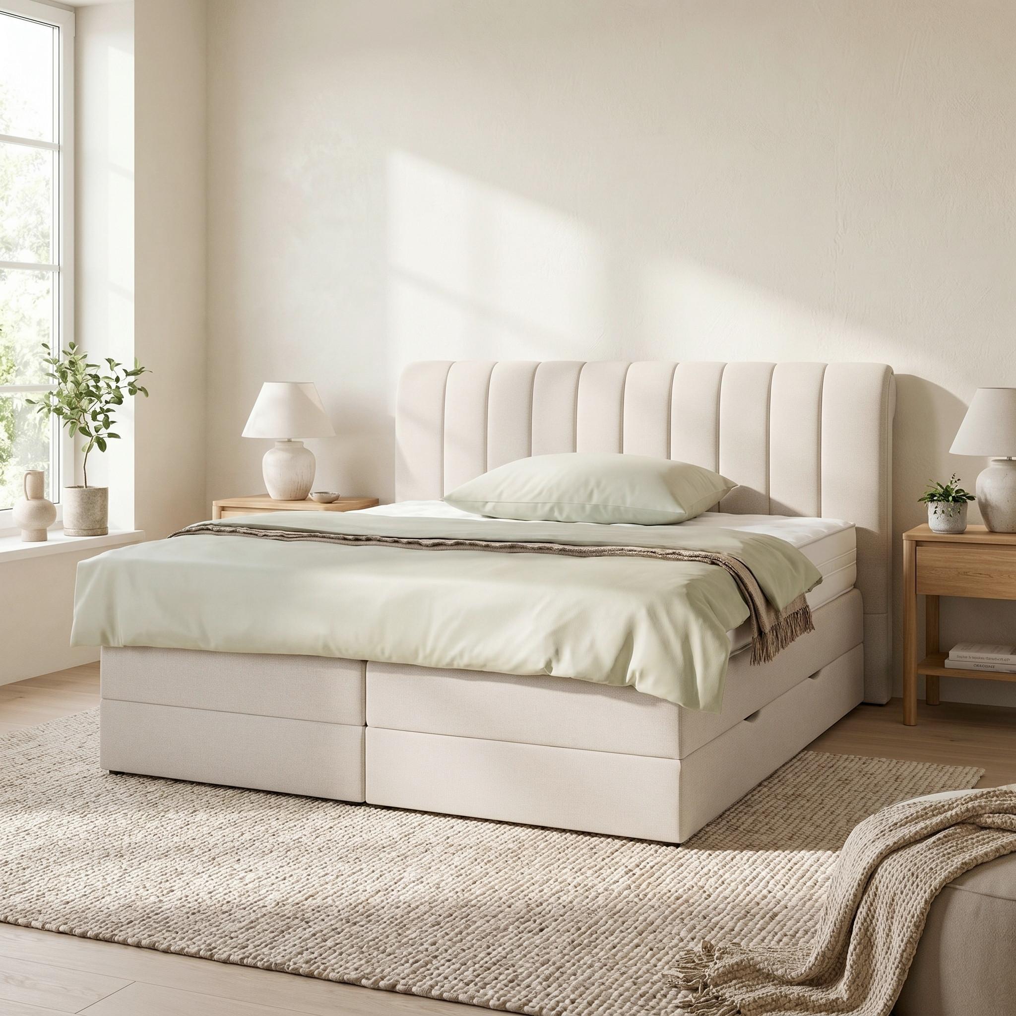 Boxspringbett Belano Beige ca. 160x200cm - Beige, KONVENTIONELL, Holz/Holzwerkstoff (160/200cm) - Premium Living