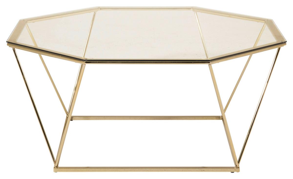 Couchtisch Österlen Goldfarben/Klar - Klar/Goldfarben, Design, Glas/Metall (100/100/45cm) - Livetastic