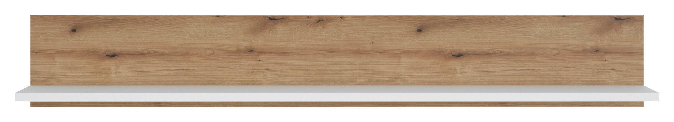 Poliță de perete CALABRIA - alb/culoare lemn stejar, Trend, material pe bază de lemn (160/24/21,6cm) - Modern Living