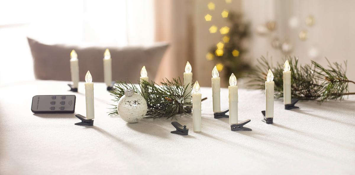 ZESTAW ŚWIEC LED 39700003SW - biały/przezroczysty, Konventionell, tworzywo sztuczne/metal (10,5cm) - X-Mas
