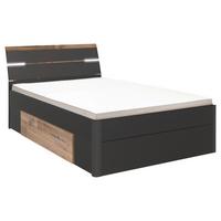 Postelja Mars, S Predali, 140x200 - črna/barve hrasta, Konvencionalno, umetna masa/leseni material (140/200cm) - MID.YOU