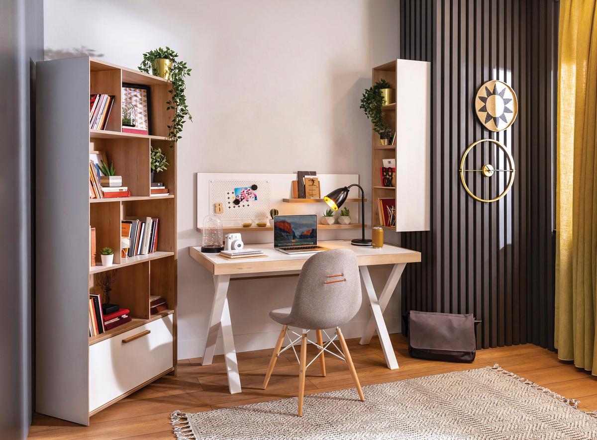 Íróasztal Modera Young - fehér/világosbarna, Modern, faalapú anyag/fém (130/75/71cm)