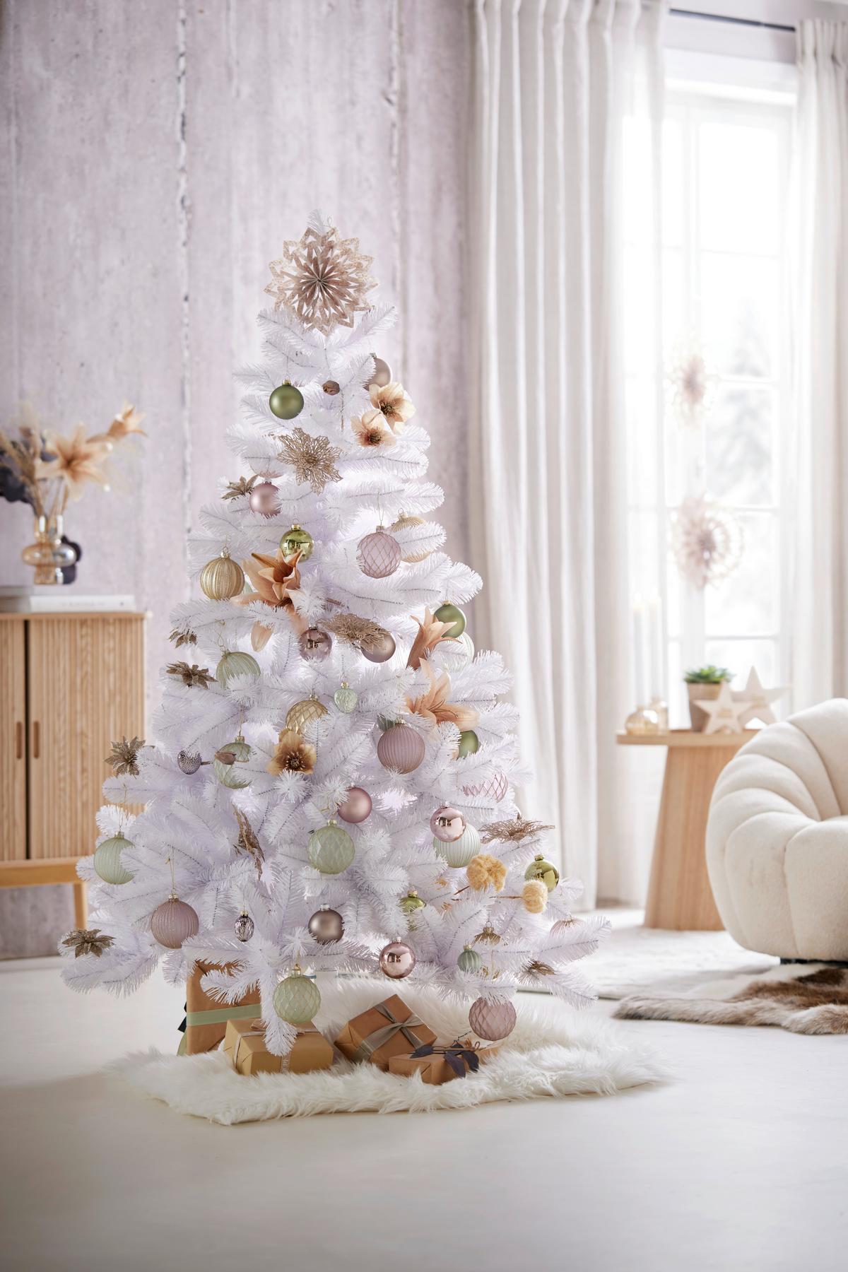 Weihnachtsbaum Tuscan Weiss - Weiss, Konventionell, Kunststoff (99/155cm) - Modern Living