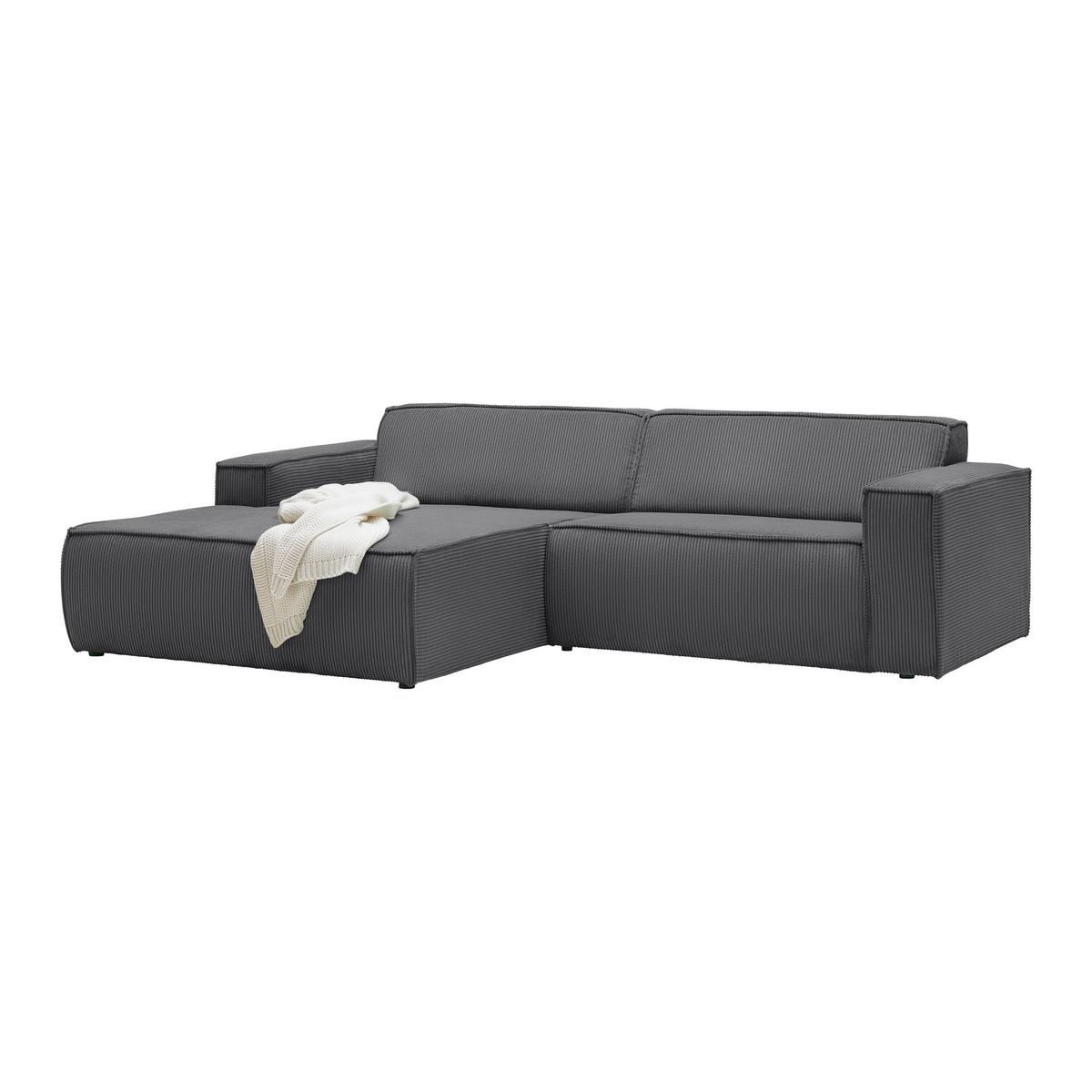 Wohnlandschaft Loft in Anthrazit - Anthrazit/Schwarz, MODERN, Kunststoff/Textil (172/75/265cm) - Mömax