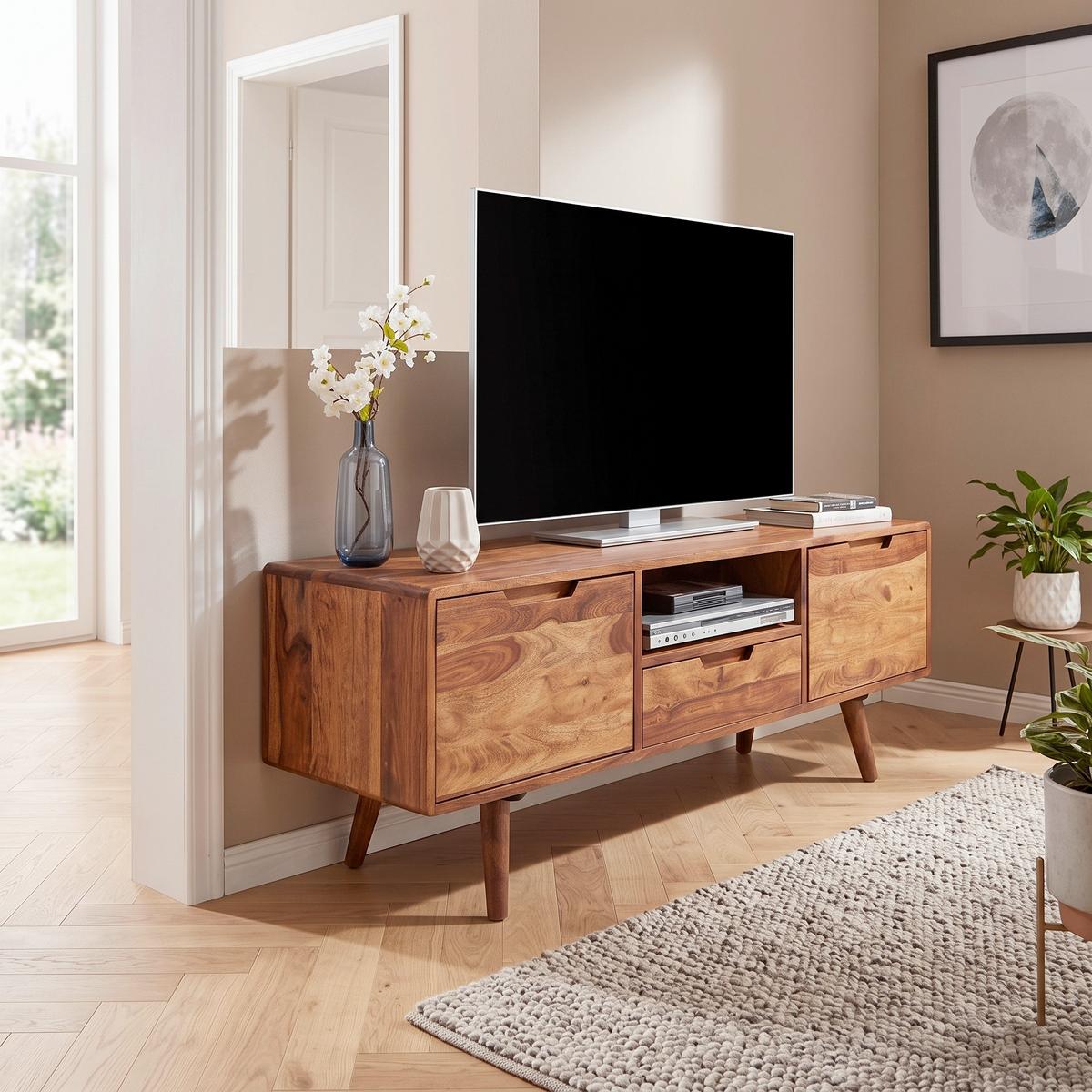 Sideboard Echtholz - Sheeshamfarben, Design, Holz (135/51/45cm) - MID.YOU