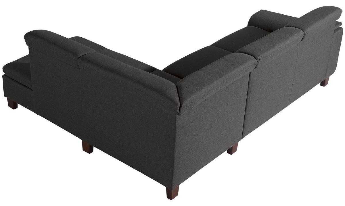 ECKSOFA AARON - Anthrazit/Nussbaumfarben, Design, Holz/Textil (247/187cm) - Max Winzer