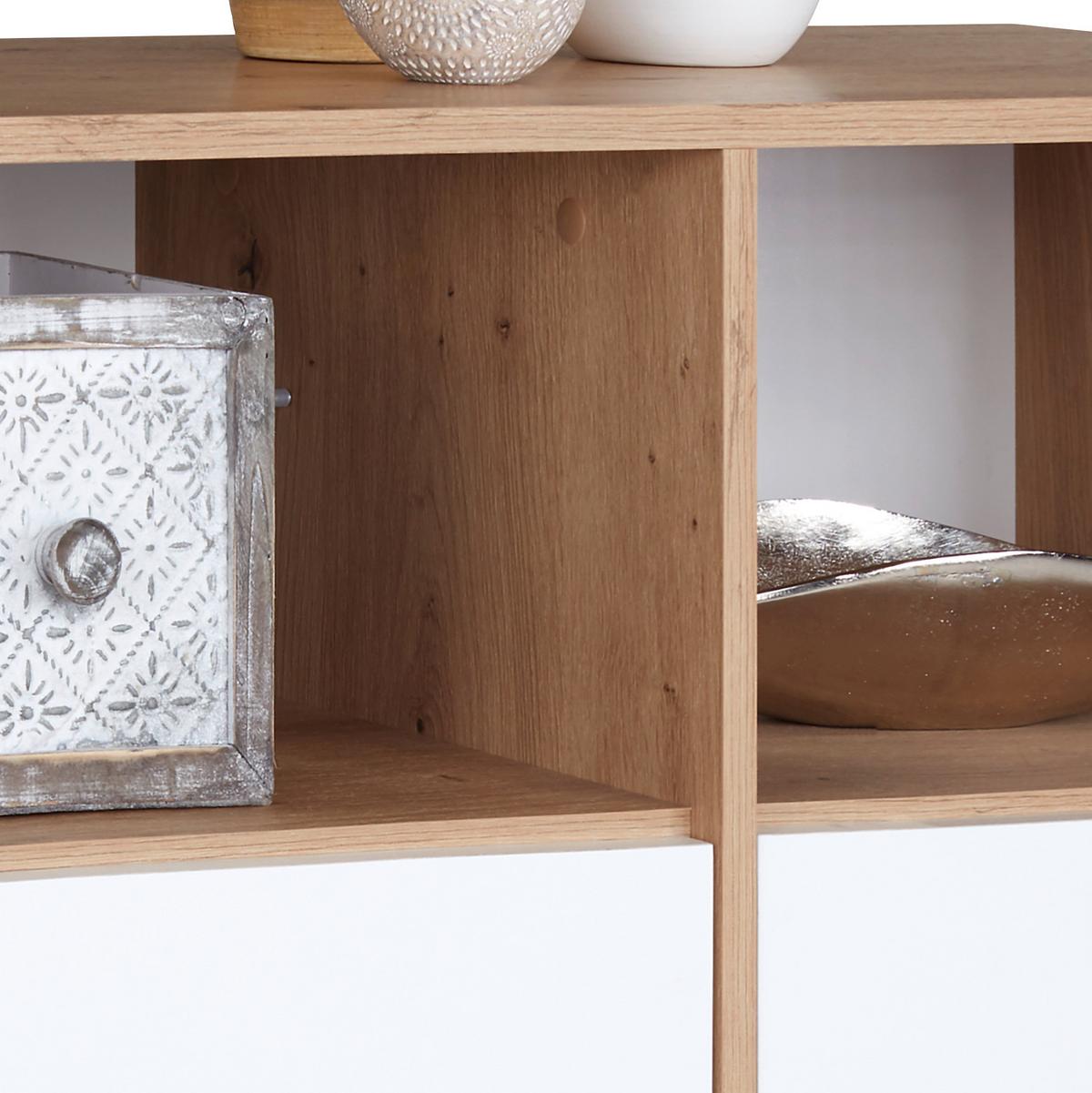 Komoda Box - bijela/boje hrasta, Moderno, drvni materijal/plastika (99/85/40cm) - Modern Living