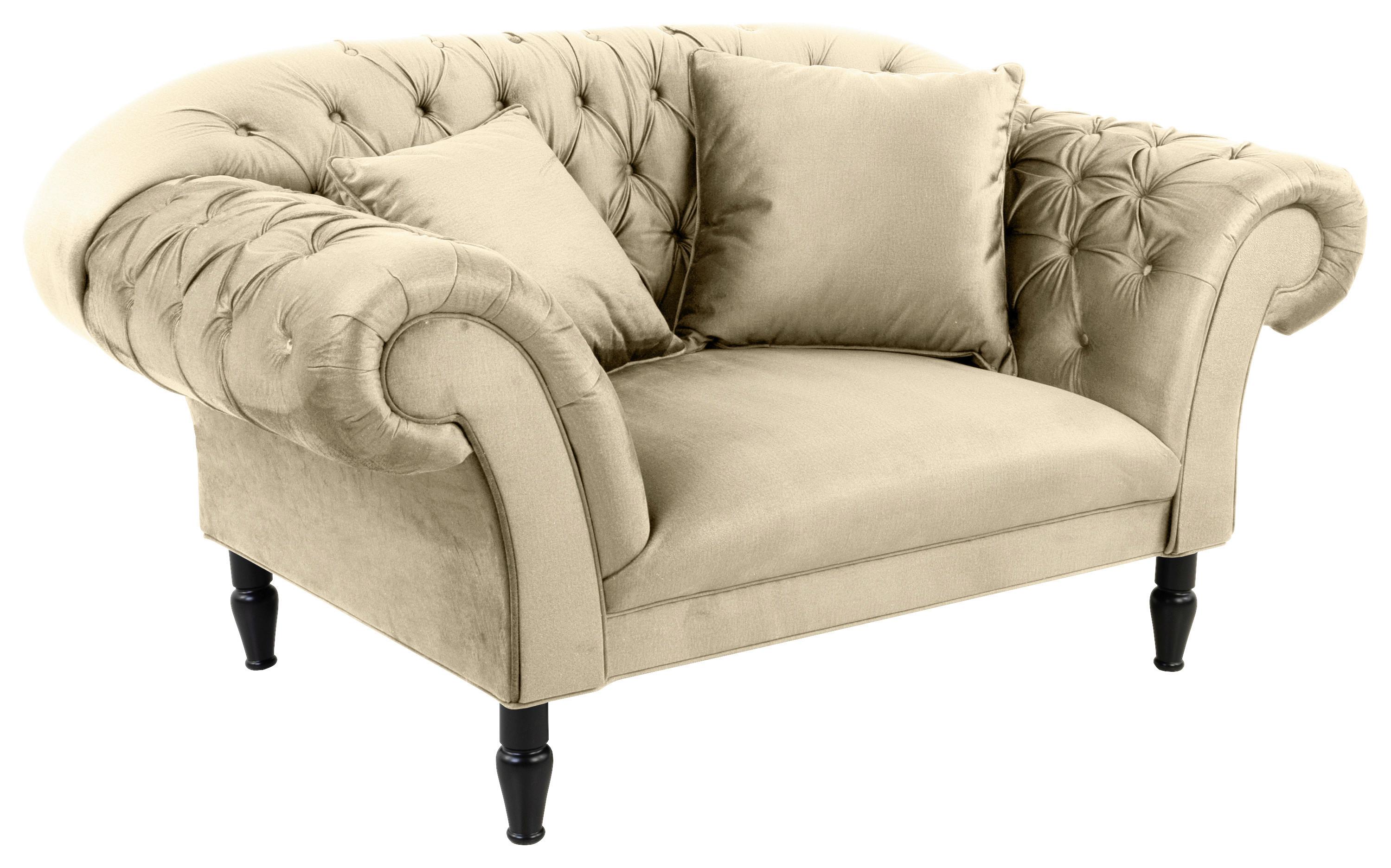 Fotelj Cupido, Bež - črna/bež, Design, tekstil/les (180/94/103cm) - MID.YOU