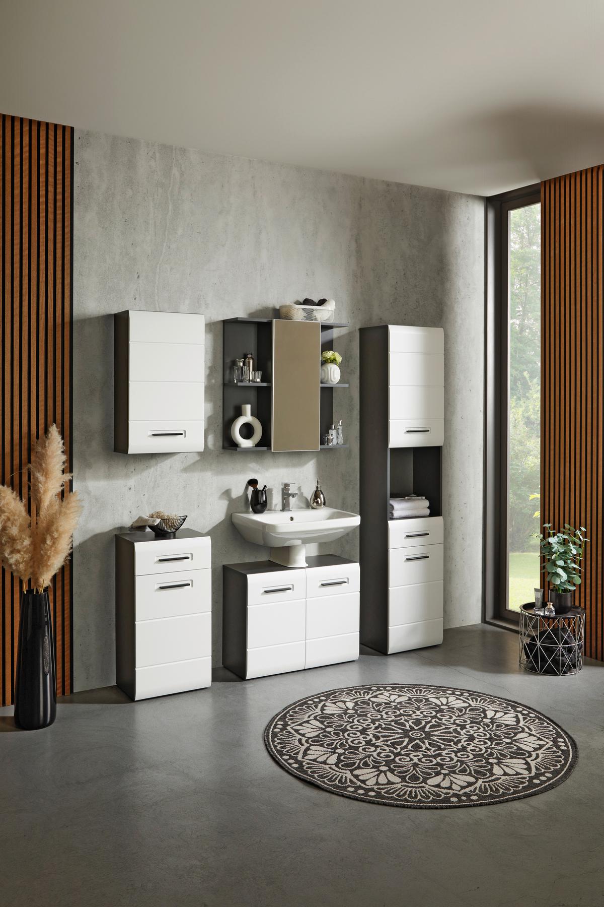 Omarica Za Pod Umivalnik Pearl New - bela/antracit, Konvencionalno, umetna masa/leseni material (70/55,5/29,6cm)