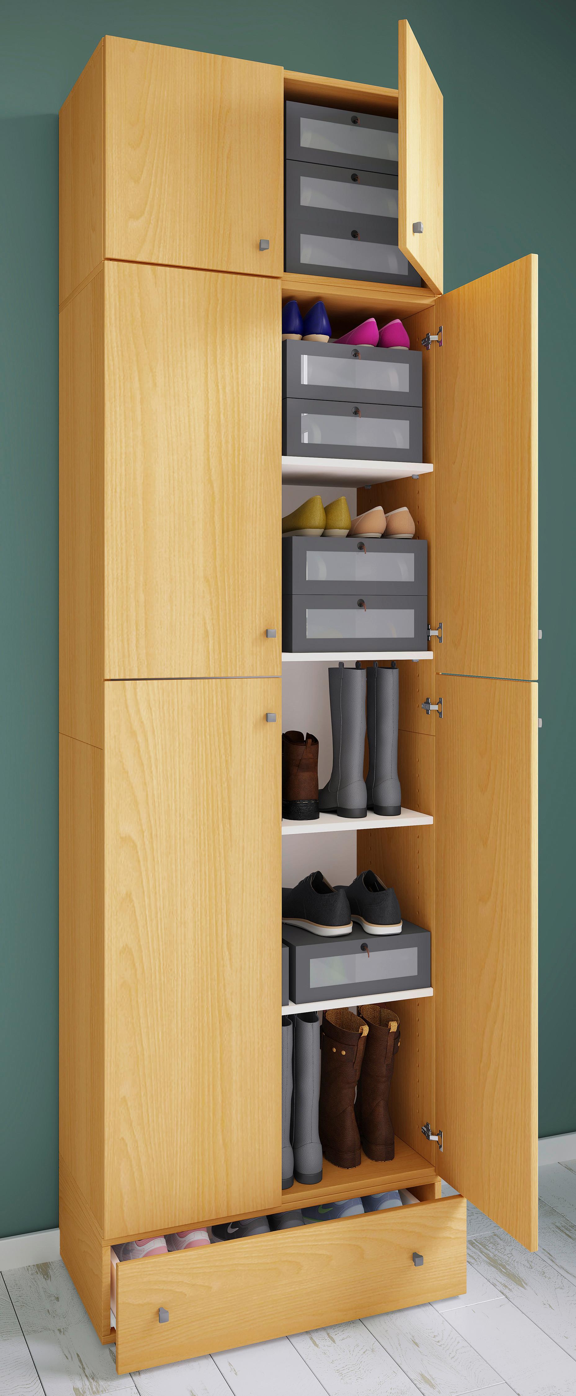 Schuhschrank Lona XXL ca.70x240x39cm Buchefarben - Buchefarben/Schwarz, KONVENTIONELL, Holzwerkstoff/Kunststoff (70/240/39cm) - MID.YOU
