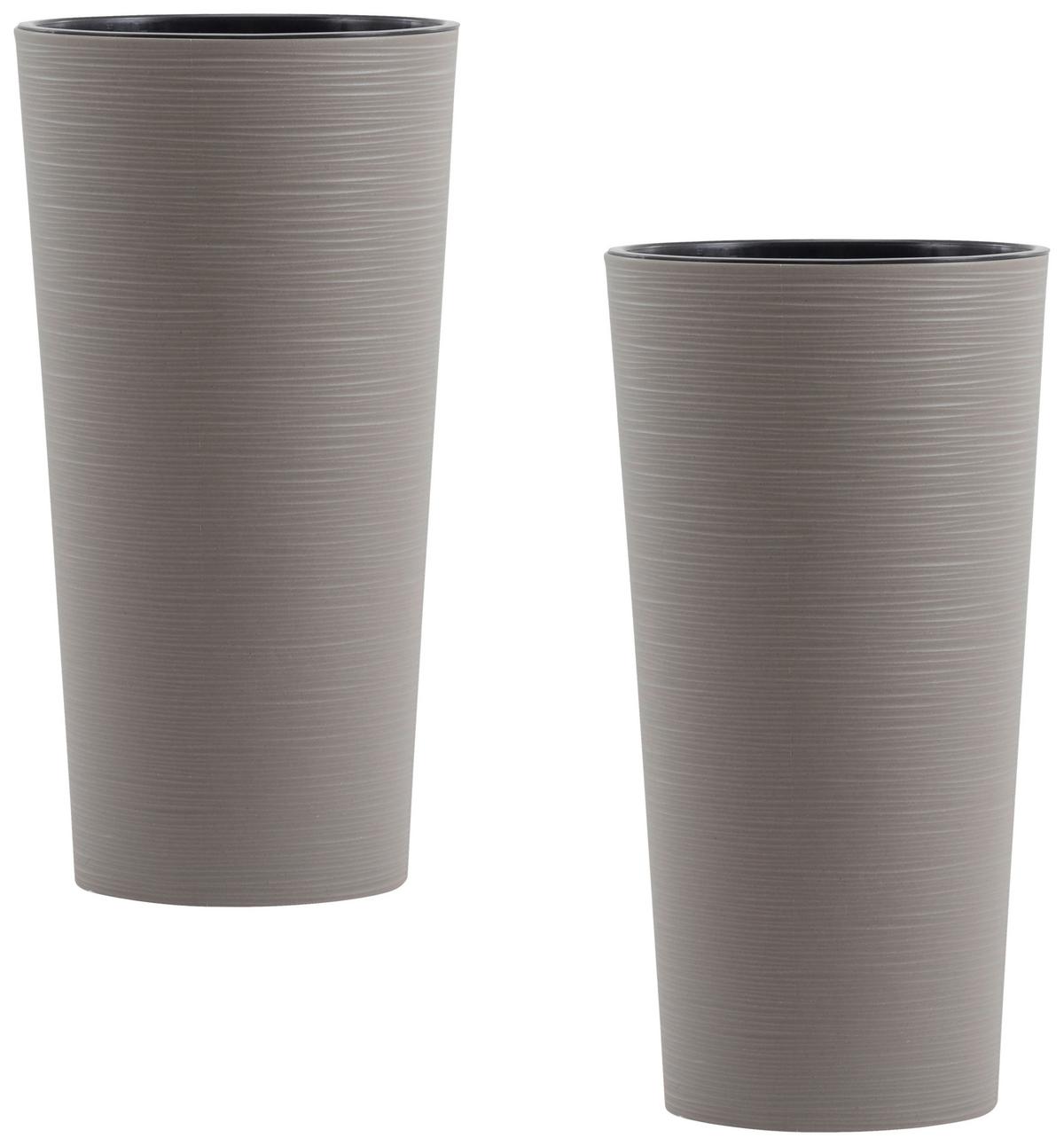 Übertopf-Set Grau, 2-teilig - Grau, Basics, Kunststoff (30/57cm) - Siena Garden