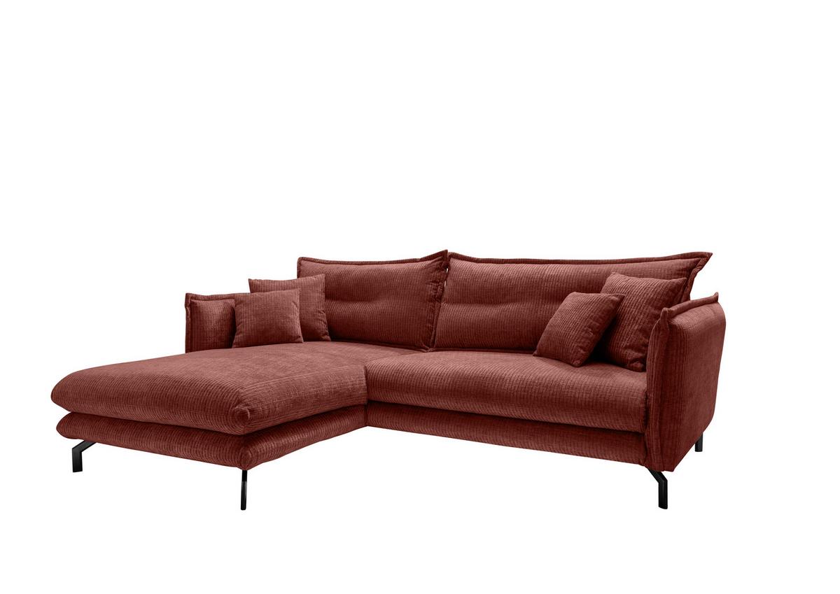 ECKSOFA LAVA - Koralle/Schwarz, Design, Textil/Metall (180/255cm) - Livetastic