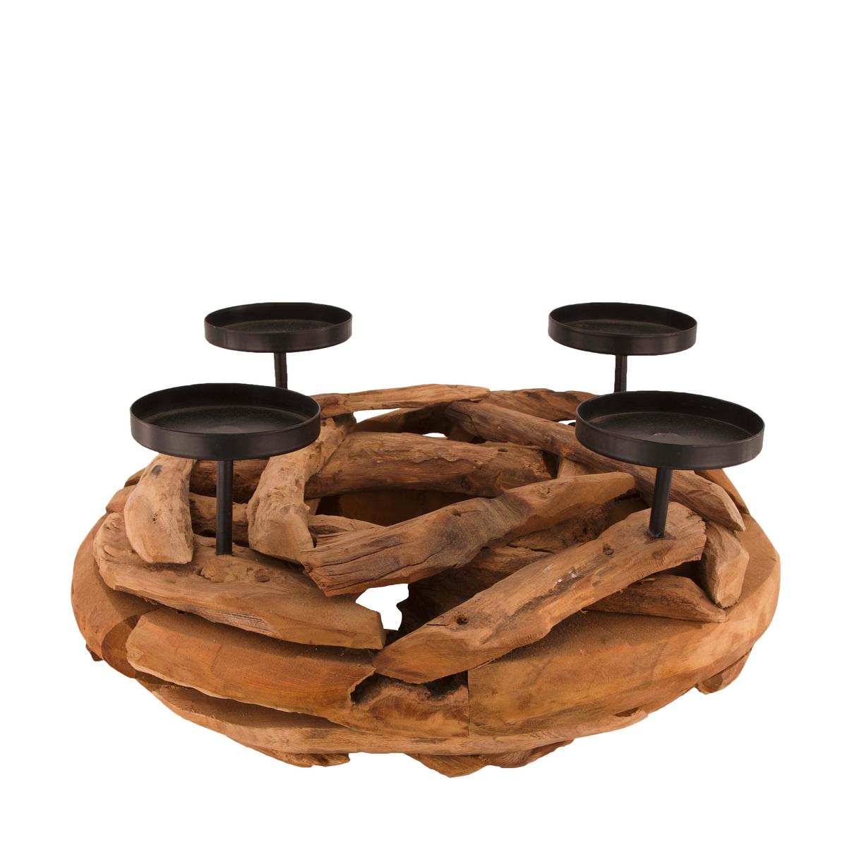 ŚWIECZNIK 50687-017 - kolor naturalny, Basics, drewno (38/17cm)