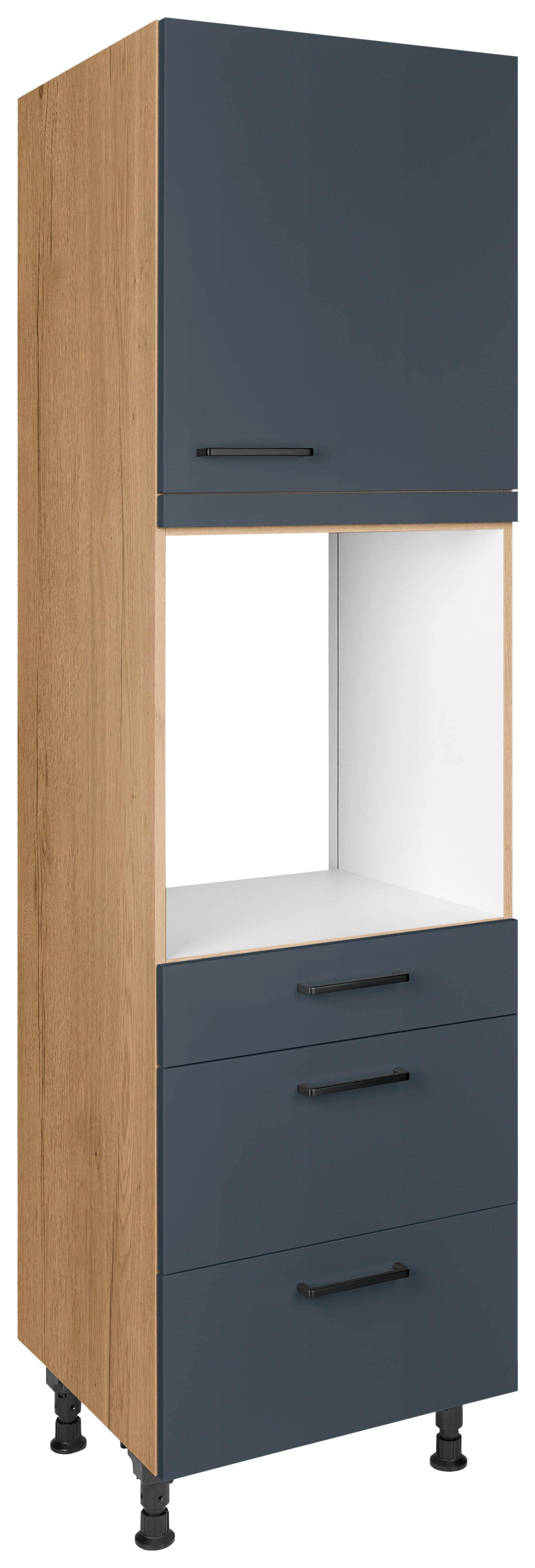 Geräteumbauschrank Easytouch Blau - Blau/Eichefarben, MODERN, Holzwerkstoff/Metall (60/216,6/58cm) - Nobilia
