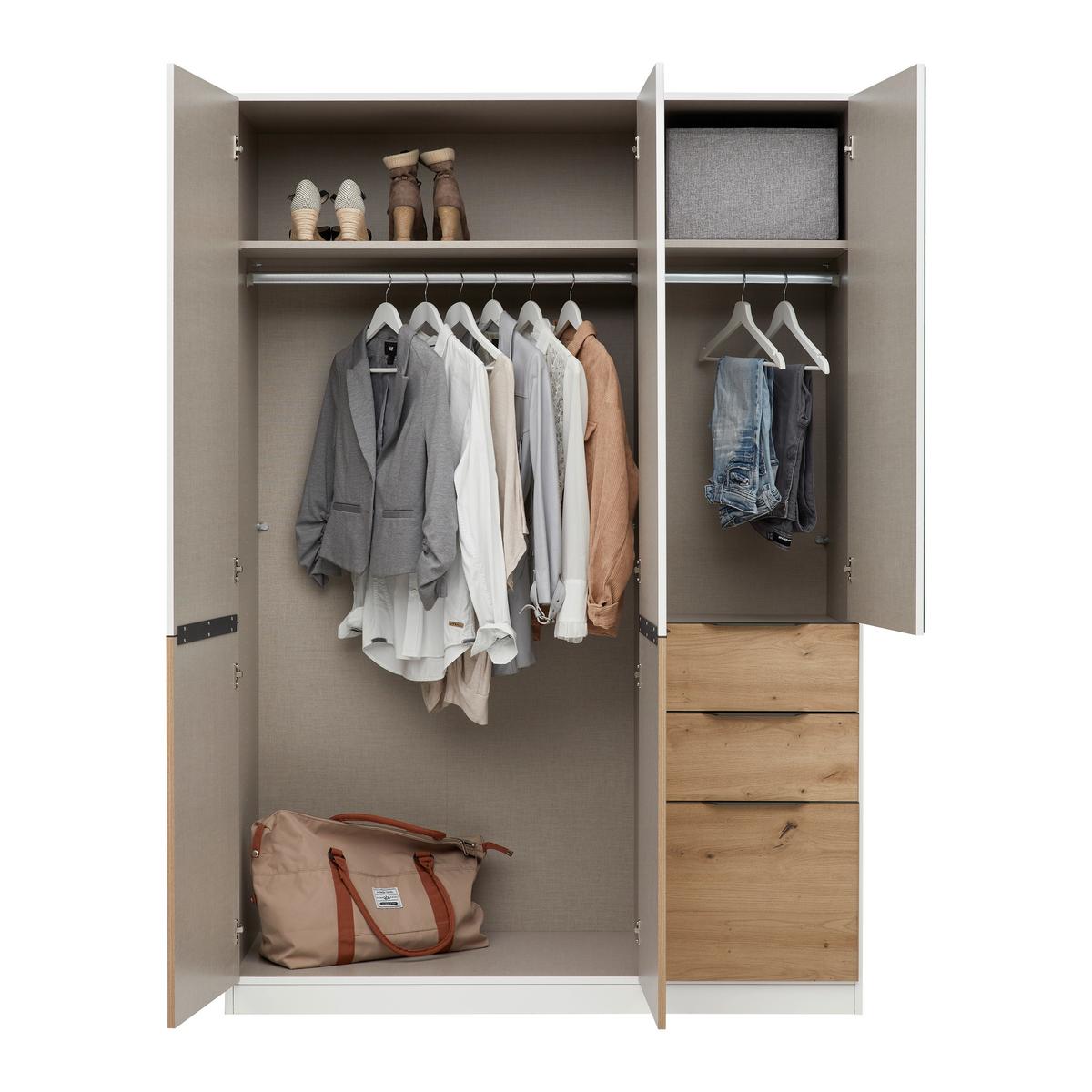 Drehtürenschrank Max Weiß/Eiche Artisan - Weiß/Eiche Artisan, KONVENTIONELL, Holzwerkstoff/Kunststoff (136/197/54cm) - Mömax