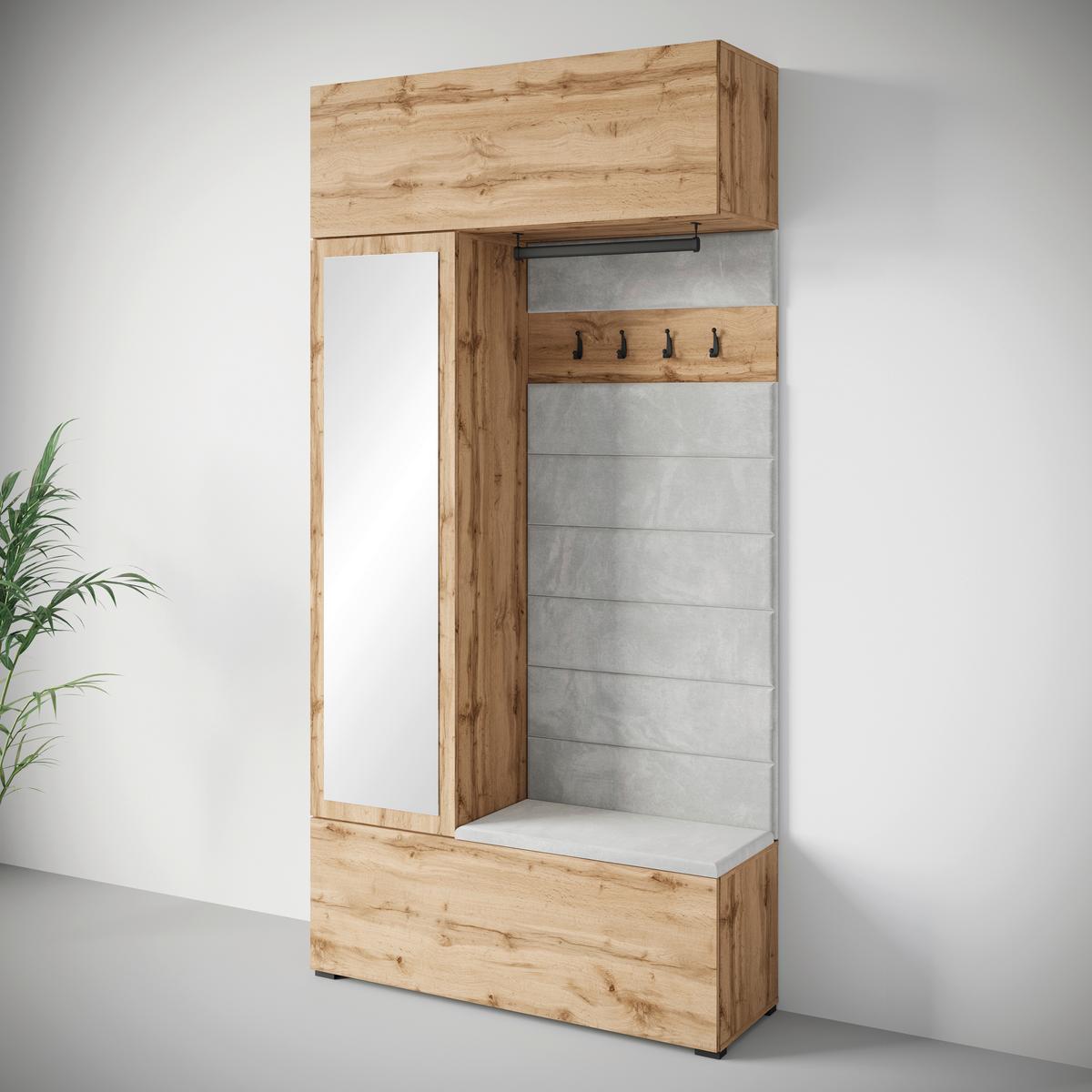 Predsoba Tejo, Barva Hrasta - hrast wotan, Trend, leseni material/tekstil (115/231,9/37,5cm) - Livetastic