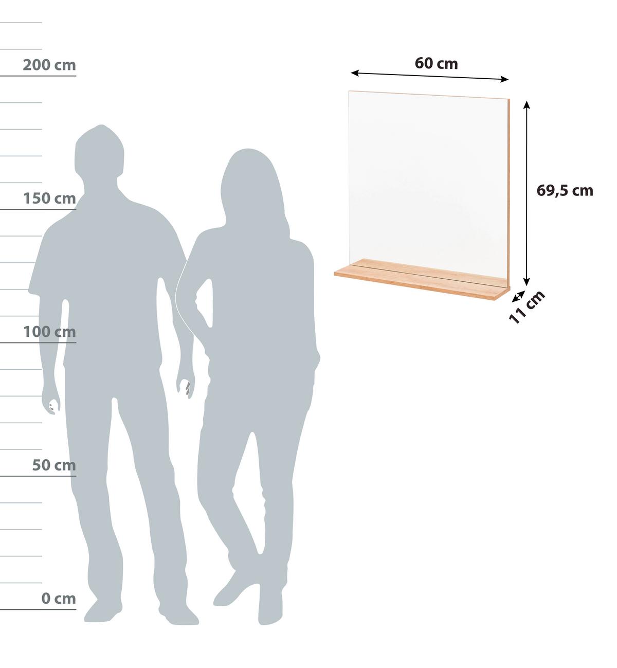 Wandspiegel "Finn" , eiche - Eichefarben, MODERN, Glas/Holzwerkstoff (60/69,5/11cm) - MID.YOU