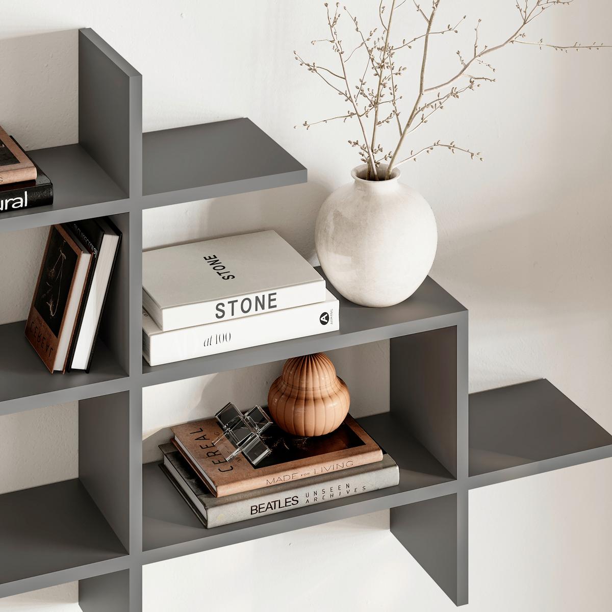 Wandregal Halic ca. 150x82x22 cm Anthrazit - Anthrazit, Design, Holzwerkstoff (150/82/22cm) - Livetastic
