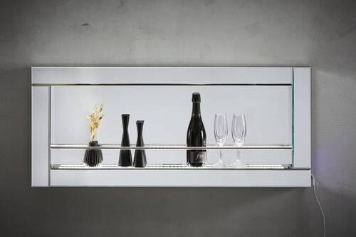 REGAŁ NA WINO WALKER - kolor srebrny, Lifestyle, materiał drewnopochodny/szkło (120/52/14cm) - Xora