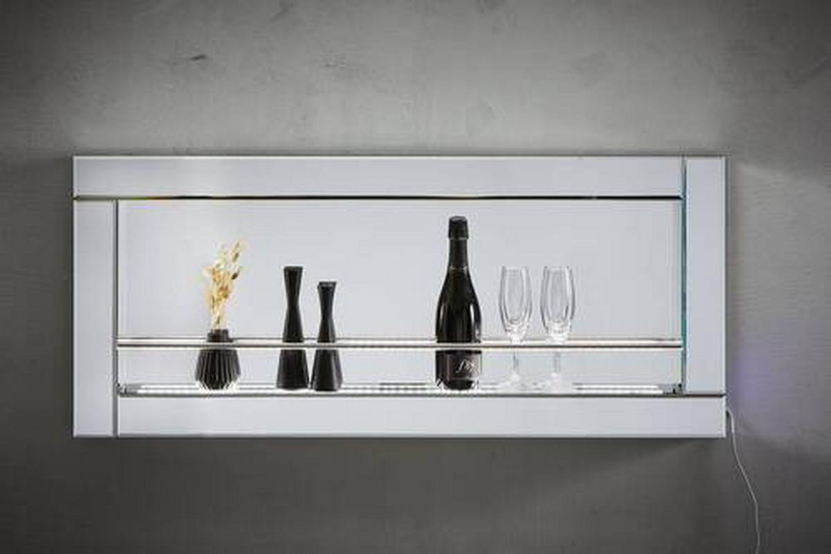 REGAŁ NA WINO WALKER - kolor srebrny, Lifestyle, materiał drewnopochodny/szkło (120/52/14cm) - Xora