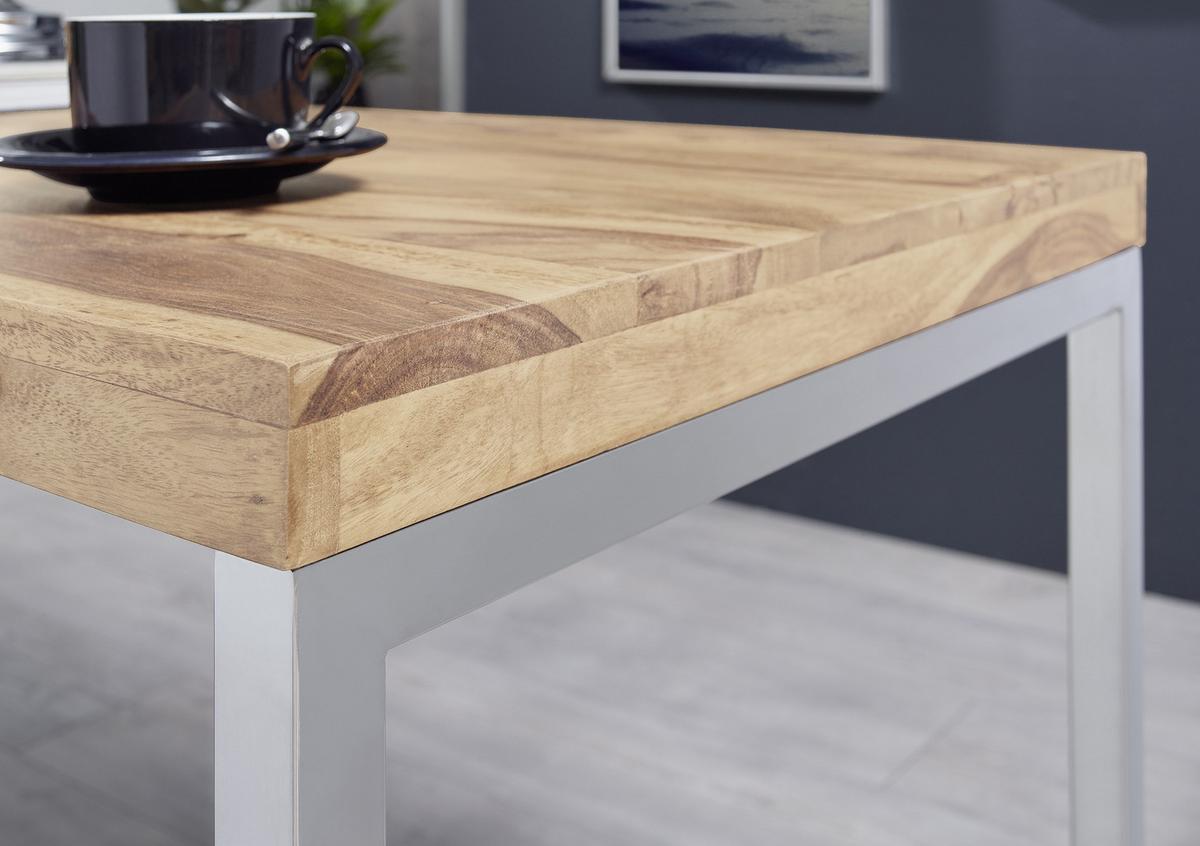 Schreibtisch "Guna", aus Akazie - Chromfarben/Akaziefarben, Design, Holz/Metall (120/60/76cm) - MID.YOU
